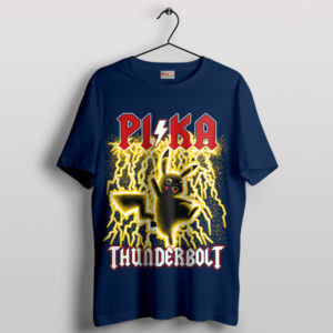 Rockin' Pikachu Thunderbolt AC DC Navy T-Shirt