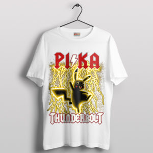 Rockin' Pikachu Thunderbolt AC DC White T-Shirt