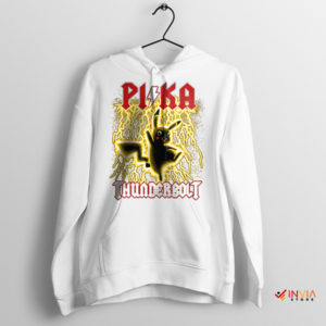 Rockstar Pikachu Thunderbolt AC DC White Hoodie