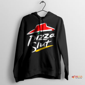 Saucy Sensation Pizza SLut Meme Black Hoodie