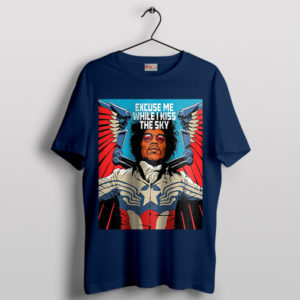 Sky-Kissing Jimi Hendrix Purple Haze Navy T-Shirt
