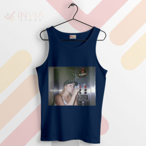 Smoking Meme in The Elevator Paris Hilton Navy Tank Top