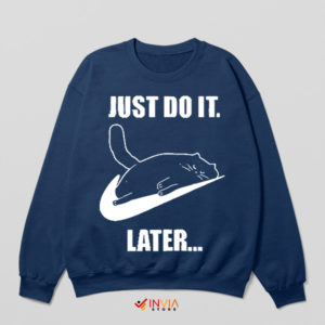 Snooze Crew Just Do It Later Cats Navy Sweatshirt