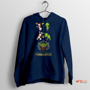 Space Babies Unite Mogwai and Alien Navy Hoodie