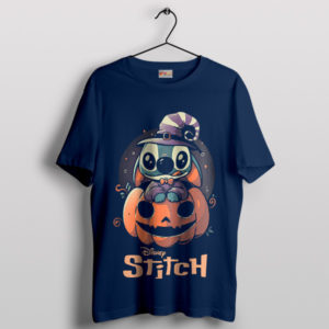 Spooky Cute Stitch Halloween Pumpkin Navy T-Shirt