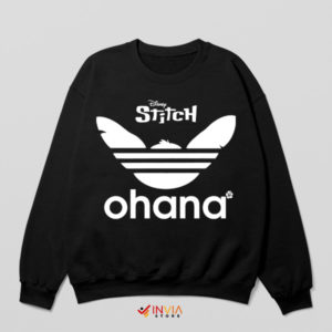 Stitch Head Stripes Ohana x Adidas Black Sweatshirt