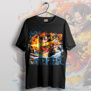 Strike Ace's Fire Attack One Piece Black T-Shirt