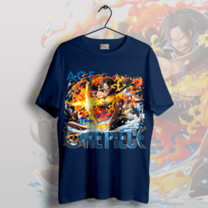 Strike Ace's Fire Attack One Piece Navy T-Shirt