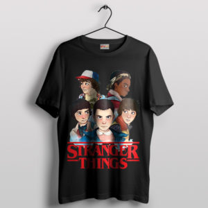 The Gang Stranger Things Series Art Edition Black T-Shirt