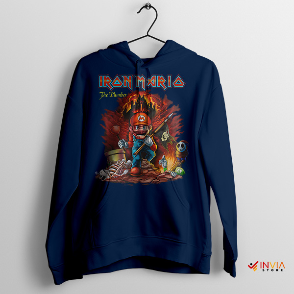 The Plumber's Invasion Iron Mario Navy Hoodie