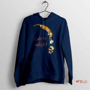 Their Grand Adventure Calvin and Hobbes Navy Hoodie