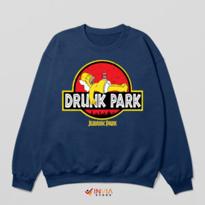 Time in Jurassic Homer Drunk Park Navy Sweatshirt