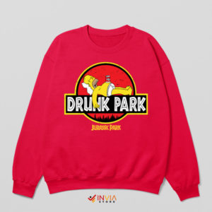 Time in Jurassic Homer Drunk Park Red Sweatshirt