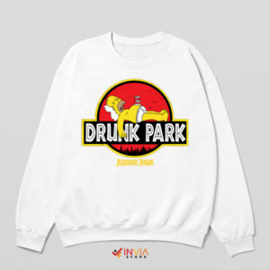 Time in Jurassic Homer Drunk Park White Sweatshirt