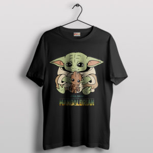 Tiny Guardians Unite Baby Yoda with Groot Black T-Shirt