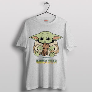 Tiny Guardians Unite Baby Yoda with Groot Sport Grey T-Shirt