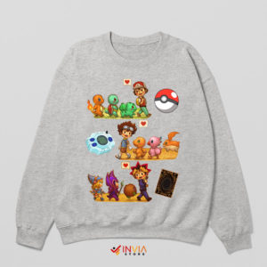 Unite Digimon Pokemon and Yu-Gi-Oh Sport Grey Sweatshirt