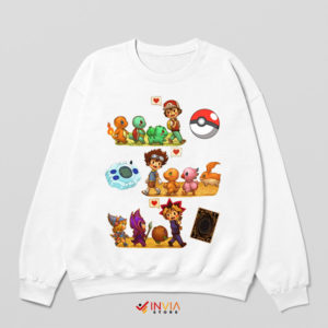 Unite Digimon Pokemon and Yu-Gi-Oh White Sweatshirt