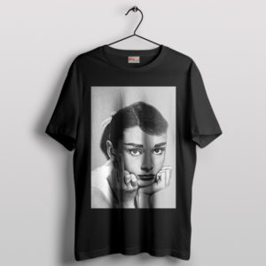 Vintage Audrey Hepburn Gesture Style Black T-Shirt