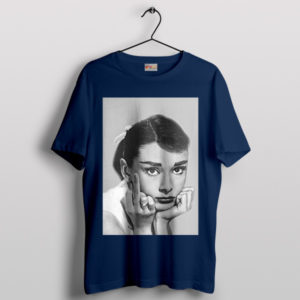 Vintage Audrey Hepburn Gesture Style Navy T-Shirt