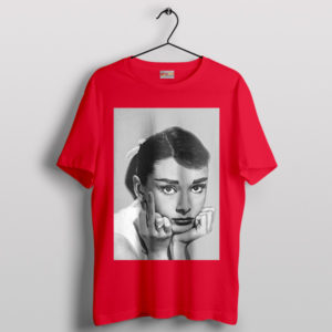 Vintage Audrey Hepburn Gesture Style Red T-Shirt