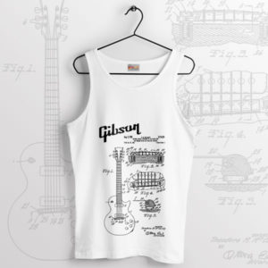 Vintage Inspiration Gibson Blueprint White Tank Top