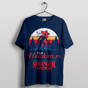 Visit Hawkins Home of the Upside Down Navy T-Shirt