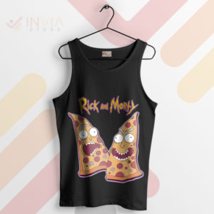 Wacky Pizza Face Rick and Morty Black Tank Top