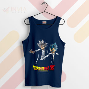 Wear Goku and Vegeta's Pulp Fiction Navy Tank Top