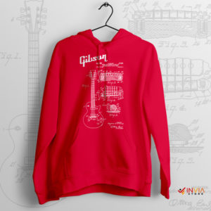 Wear for Music Gibson Guitar Blueprint Red Hoodie