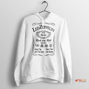 Whiskey And Rock Zeppelin Old Skool White Hoodie