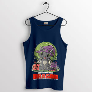 Wickedly Cute Toothless and Pumpkin Navy Tank Top