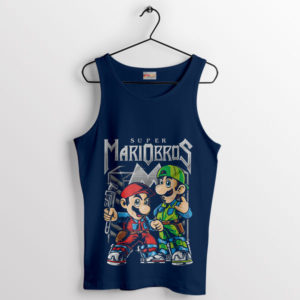 Worlds Heavy Metal Style Mario Bros Navy Tank Top