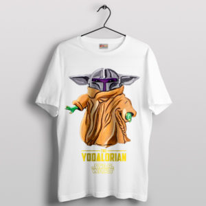 Yodalorian Bliss Baby Yoda in Mandalorian White T-Shirt