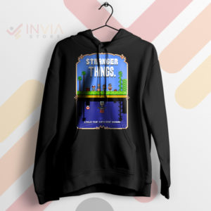 8-Bit Odyssey Mario Bros Stranger Things Black Hoodie