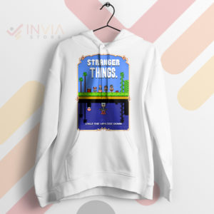 8-Bit Odyssey Mario Bros Stranger Things White Hoodie