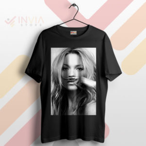 Artistic Expression Kate Moss Mustache Black T-Shirt