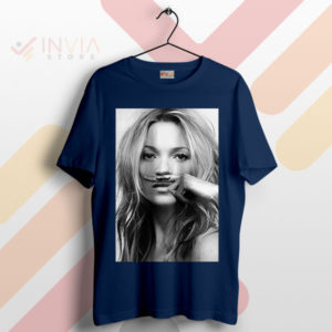 Artistic Expression Kate Moss Mustache Navy T-Shirt