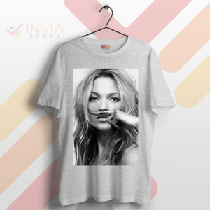 Artistic Expression Kate Moss Mustache Sport Grey T-Shirt