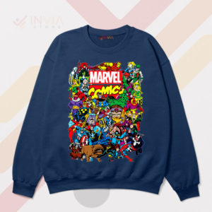 Assemble Marvel Comic All Characters Navy Sweatshirt
