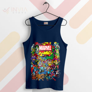 Comic Book Chaos Marvel Character Navy Tank Top