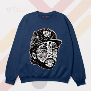 Cool as Ice Cube With Hat Graphic Navy Sweatshirt