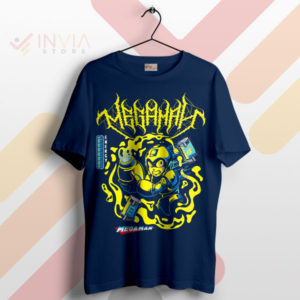 Electrifying Mega Man Metal Rockman Navy T-Shirt