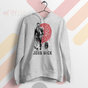 John Wick Action Lone Hitman and Cub Sport Grey Hoodie
