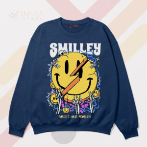 Joy Smile and Forget Your Problem Navy SweatshirtJoy Smile and Forget Your Problem Navy Sweatshirt