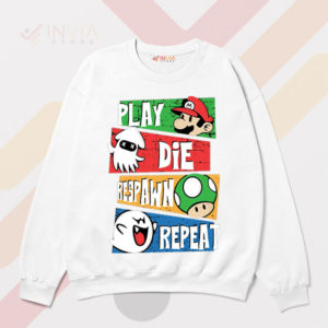 Mario Bros Gamer's Life Journey White Sweatshirt