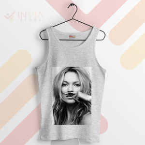 Mustache Chic Kate Moss Poster Sport Grey Tank Top