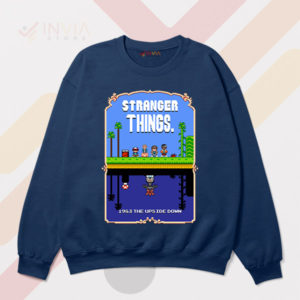 Pixel Mario Bros x Stranger Things Navy Sweatshirt
