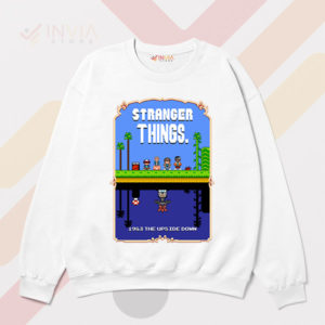Pixel Mario Bros x Stranger Things White Sweatshirt