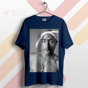 Portrait of a Legend Tupac Shakur Pose Navy T-Shirt